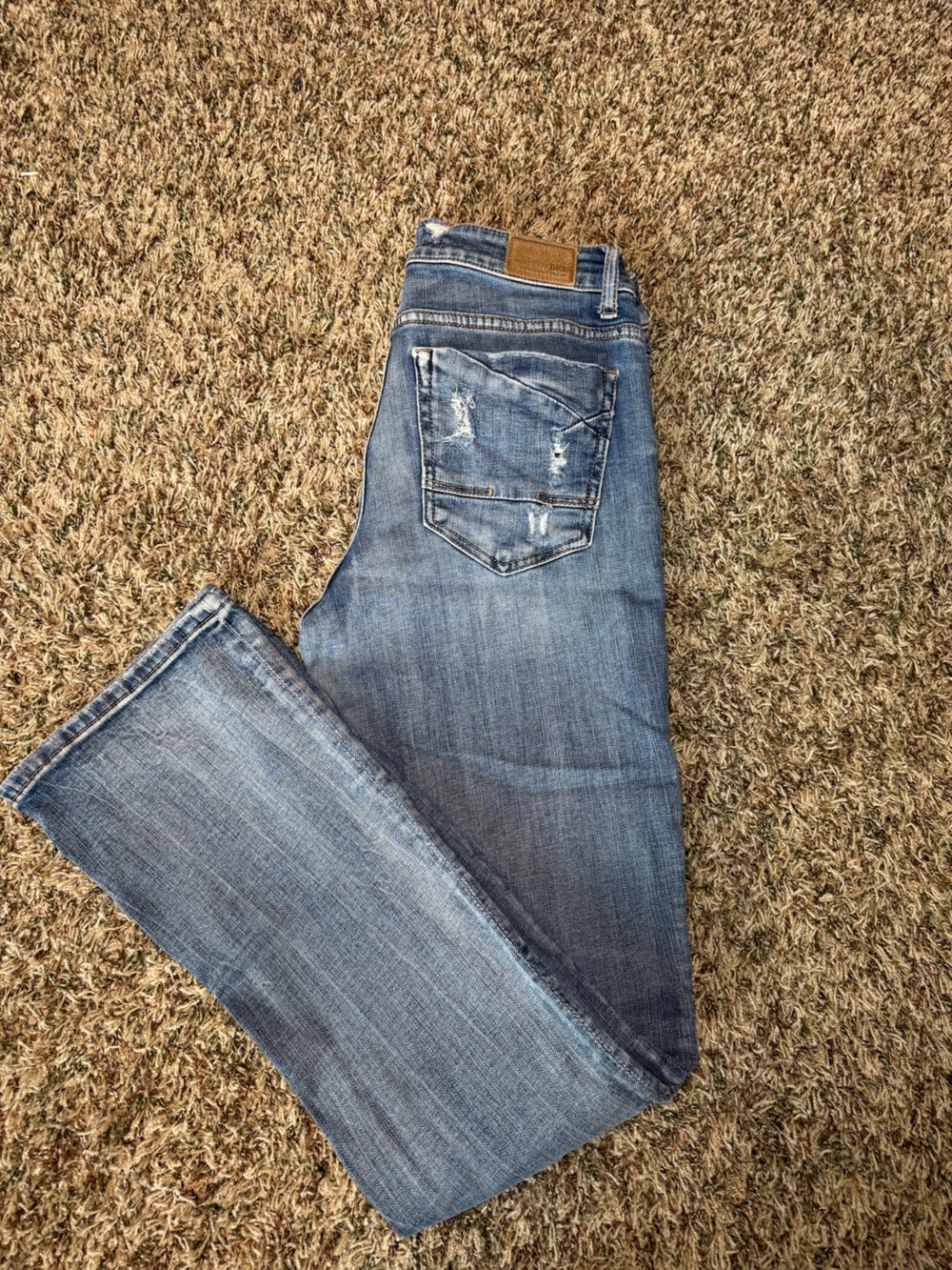 BKE Women's Light Blue Distressed Boot Cut Jeans 30/33 1/2